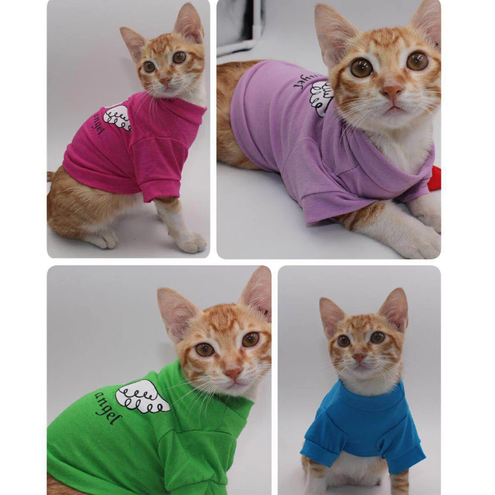 

angel wing 100% cotton 4 colors Vest Sleeveless T-Shirts Clothes For Small Cats Teddy Shih Tzu