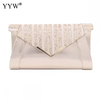 

Striped Leather Women Evening Clutches Bag Gold Sequin Female Crossbody Bag Ladies Envelope Purse For Party WhiteHandbags Ladies