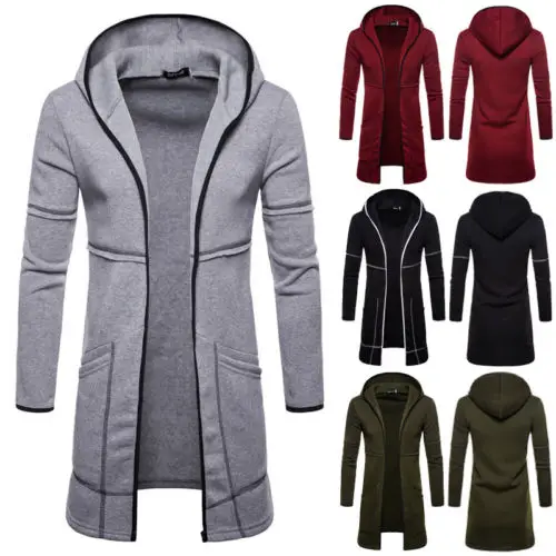 

New Style Fashion Hot Men's Patchwork Knitted Cardigan Long Sleeve Casual Slim Fit Trench Zipper t Coat