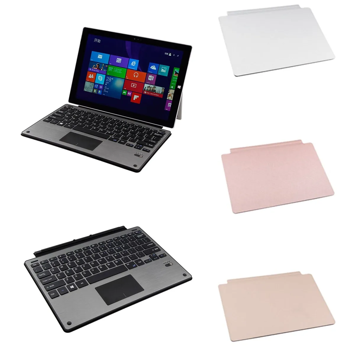 

Aluminum Metal bluetooth Keyboard PU Leather Cover Case For Microsoft Surface Pro 3/Pro 4 Tablets PC