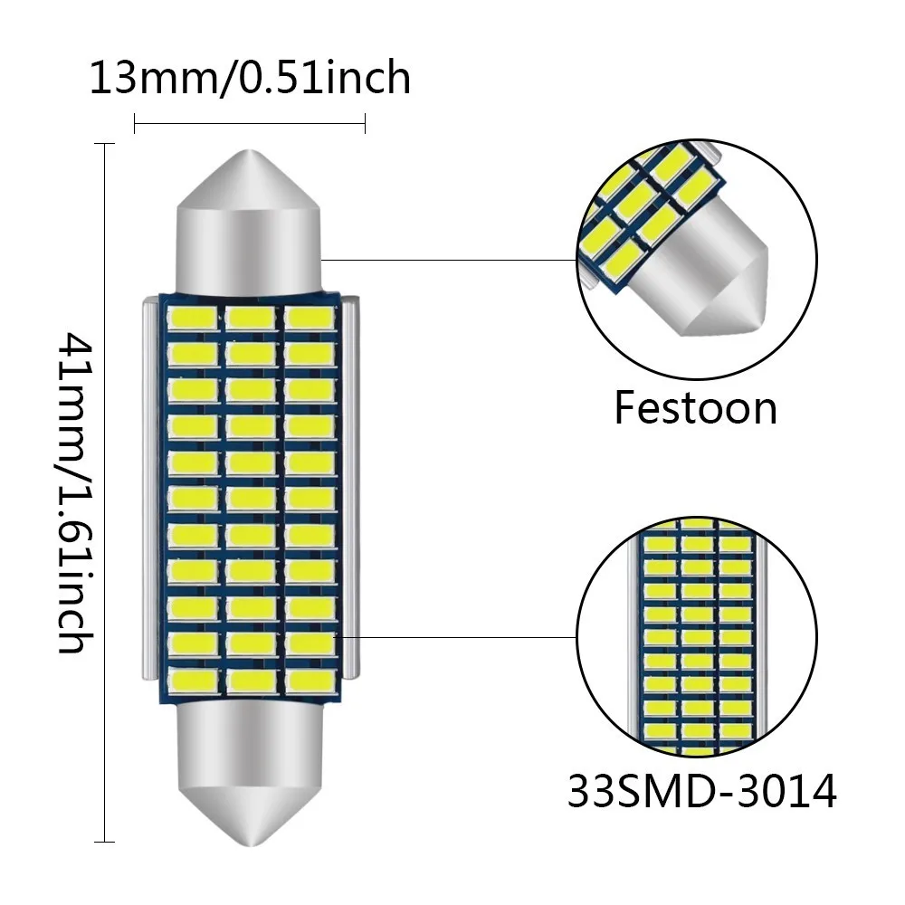 Фестон без ошибок Canbus C5W C10W Автомобильная внутренняя лампа 3014 SMD стайсветильник