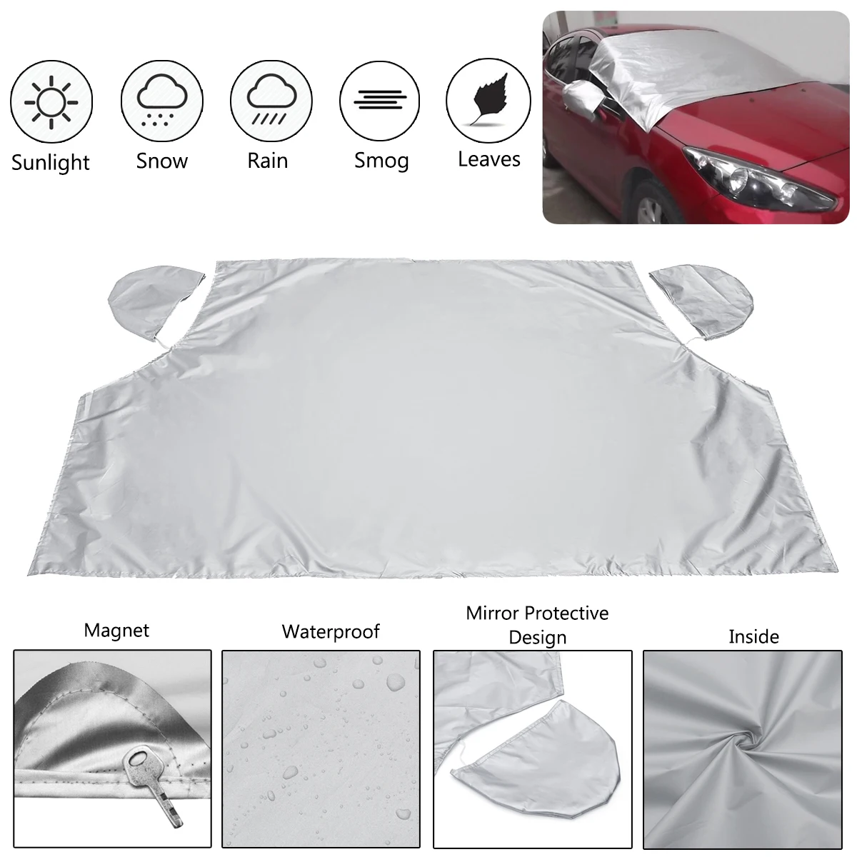 

1Pc Auto Car Magnetic Half Windscreen Cover Wind Sun Rain Snow Ice Winter Anti-frost Windshield Protector