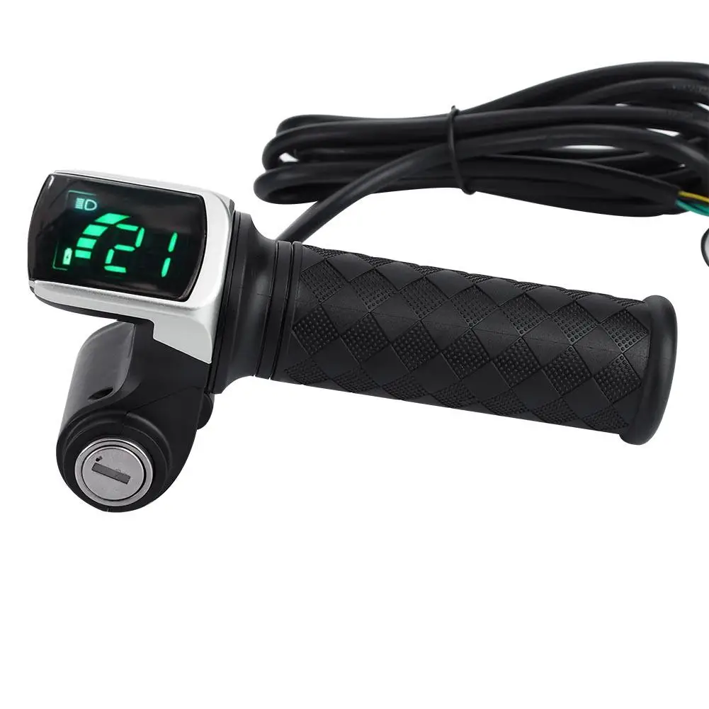 Flash Deal E-bike Throttle with LCD Display Electric Scooter  Control Handlebar Black Thumb Speed Throttle Grips with Lock Switch Indicator 0