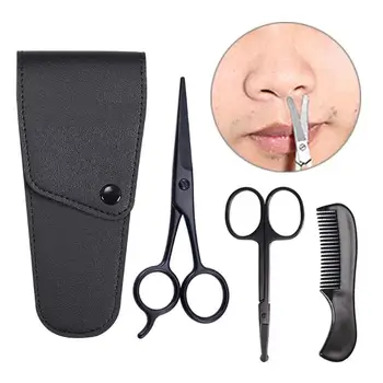 

3pcs Beard Scissor Men Mustache Hair Comb Trimming Grooming Scissors Kit 2colors Scissors set Hair care tools christmas gift