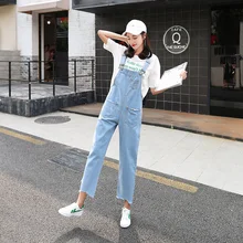 Г. Весенняя новинка, Лидер продаж, хлопковый джинсовый комбинезон для милых девочек, 4 цвета, с большим карманом, модный джинсовый комбинезон с потертостями