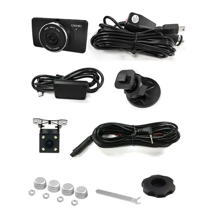 

3 In 1 3.0-inch HD Driving Recorder LCD Touch Screen HD Rear View Camera TPMS Built-in Lithium Battery Car Tire Pressure Monitor