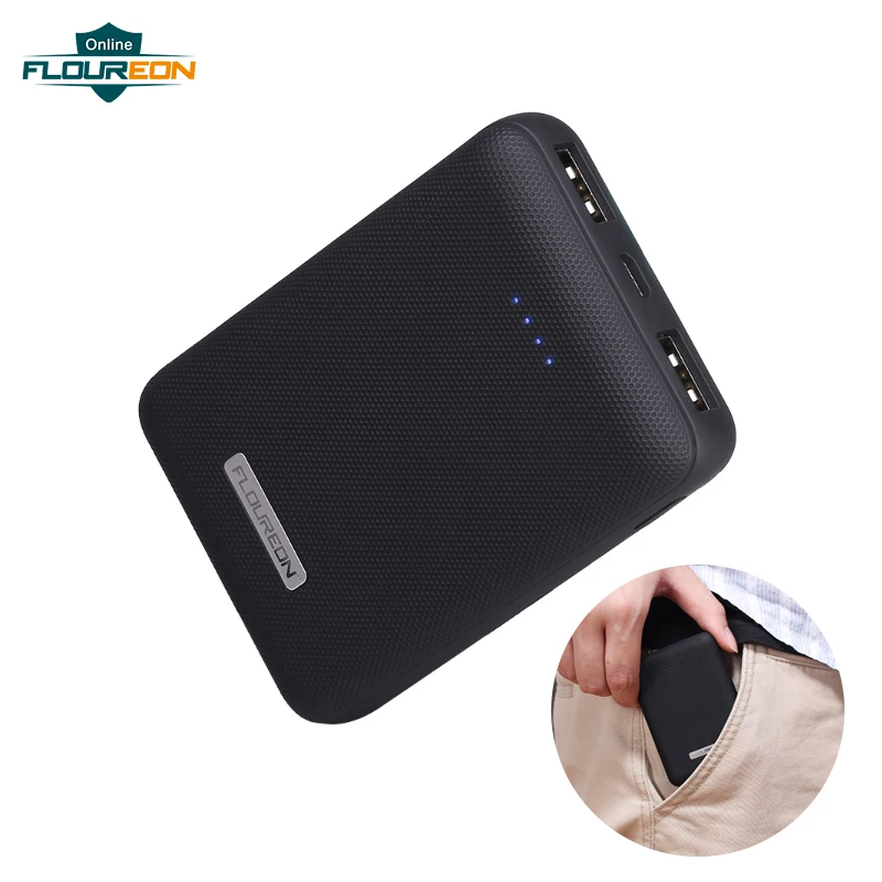 

FLOUREON Ultra Mini 10000mAh Power Bank Phone External Battery Pack Portable DC5V 3.4A Output Dual USB Charger for iPhone Xs