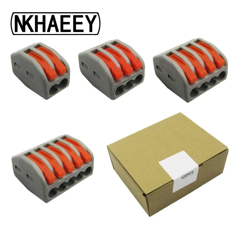 

Universal Compact Wiring Terminal Block (100PCS/BOX) Mini Fast Connector Push-in Conductor,Wago Connector Wire Connectors212-215