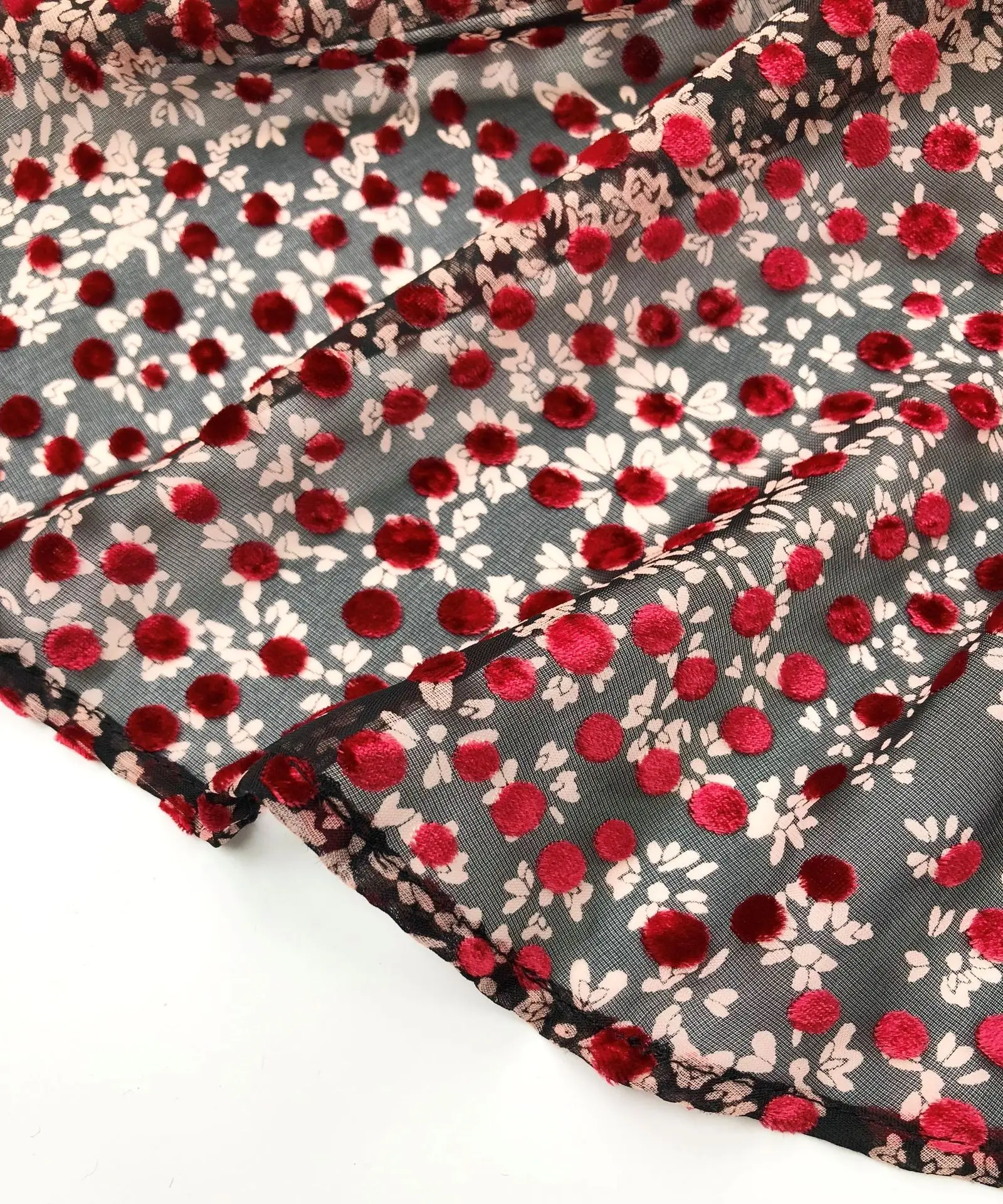 Флокированный цветочный квадратный воротник французский уличный стиль Флокирование craft Сексуальная рубашка с длинными рукавами для женщин