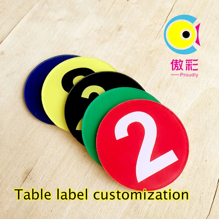 

Acrylic table number card back sticker custom made waterproof free design identification tag waterproof internet bar serial No.