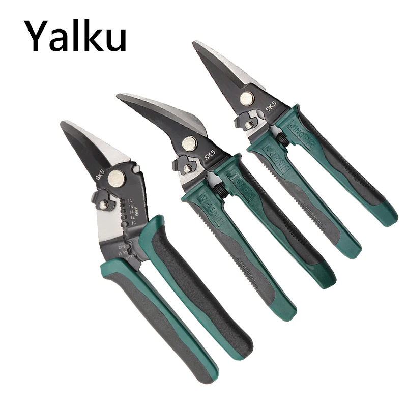 

Yalku Metal Cutting Scissors Professional Scissors Multi-purpose Scissors High Carbon Alloy Head Very Sharp Hand Tools