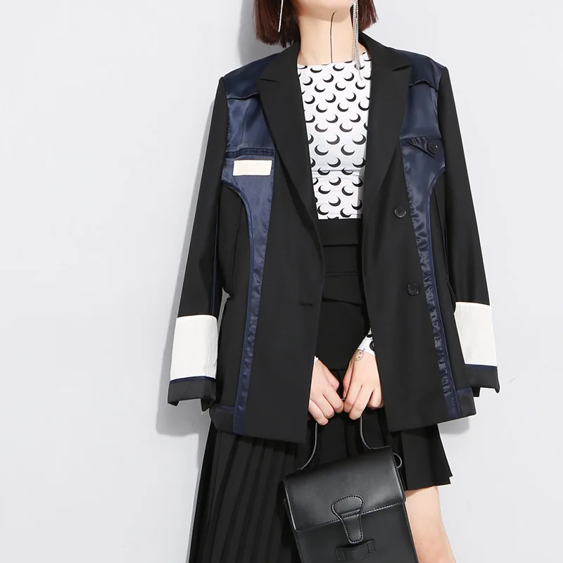 Turn Double Col Ol Veste 2019 Cool Spliced Mode Femme Femmes Costume Wd46201l down Deat Vêtements Nouveau Boutons Black Printemps Unique TY8Z8qP