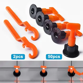 

Premium Tile Leveling System Kit With 50Pcs Tile Leveler Spacers, 2X Special Wrenches, Reusable Tile Installation Tool Kit For