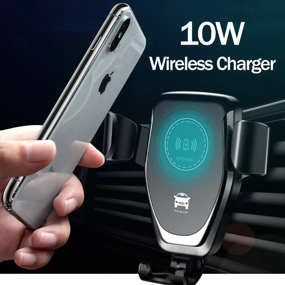 10W QI Wireless Fast Charger Car Mount Holder Stand For iPhone X XS Samsung S9 and other QI devices