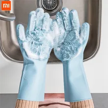 Xiaomi Jj magiczne silikonowe rękawice do czyszczenia izolacja antypoślizgowa rękawice do mycia naczyń podwójne dwustronna rękawiczki dla strona główna kuchnia inteligentny