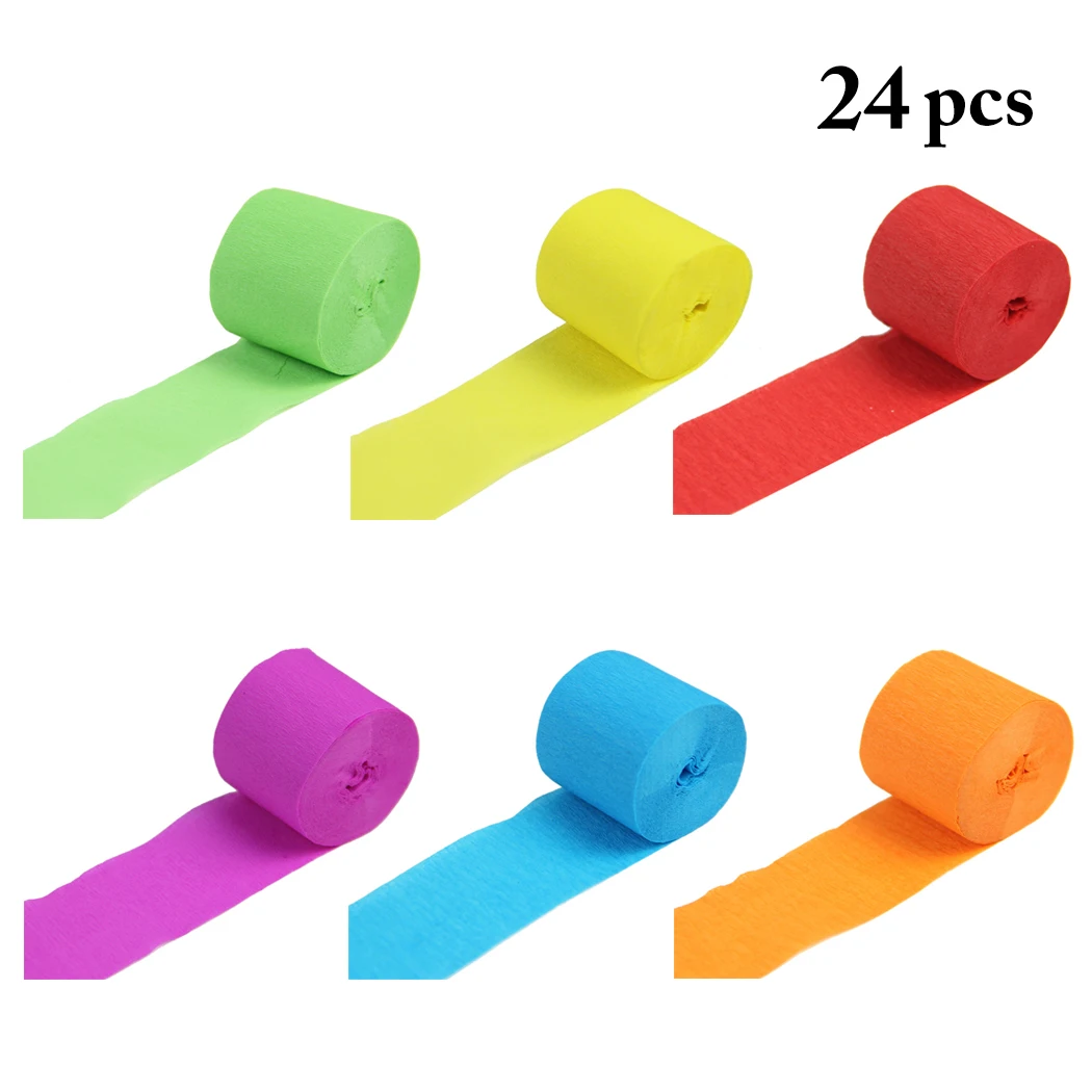 

24 Rolls Party Streamer Assorted Crepe Paper Streamer Photo Booth Backdrop Decor