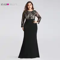 Evening Dresses Long 2019 Ever Pretty EZ07771 Elegant Mermaid Lace Full Sleeve O-neck Plus Size Mother of the Bride Dresses
