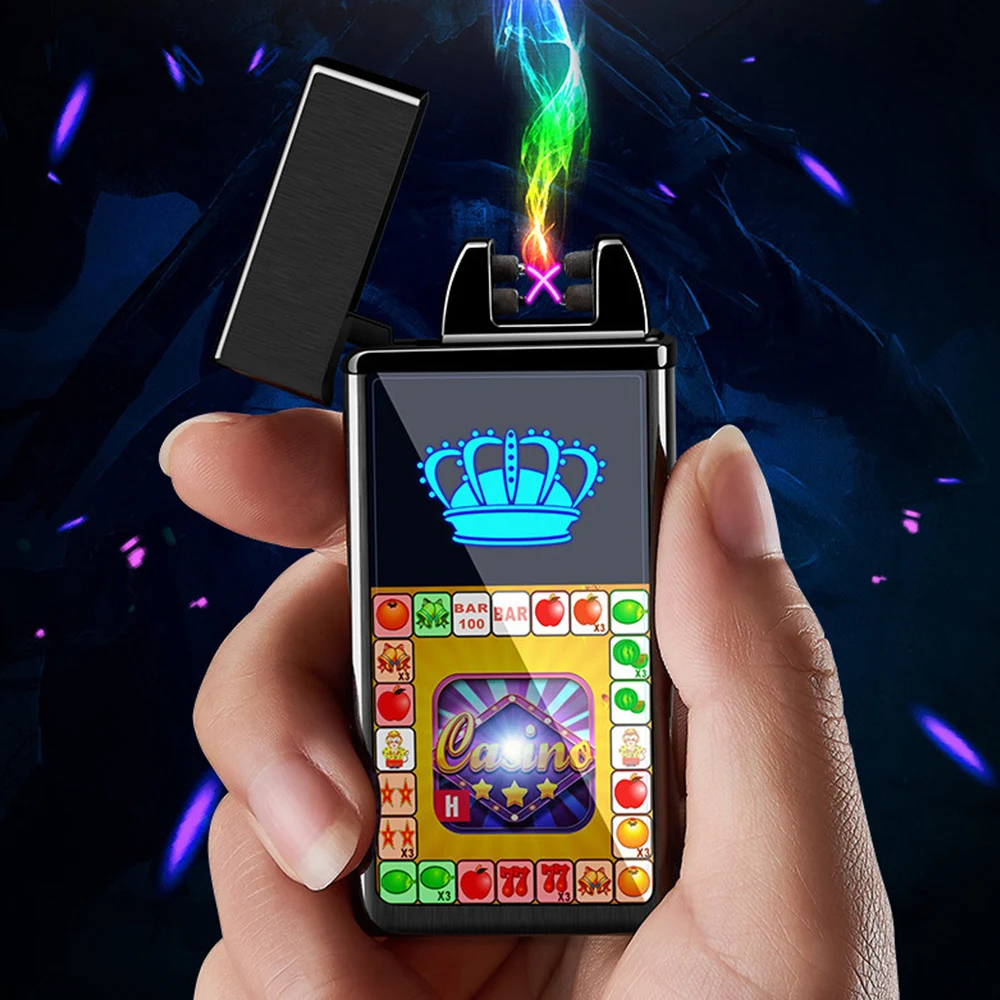 2019 New Arrival Electronic Lighter with Game Machine USB Charging Double Arc Lighter for