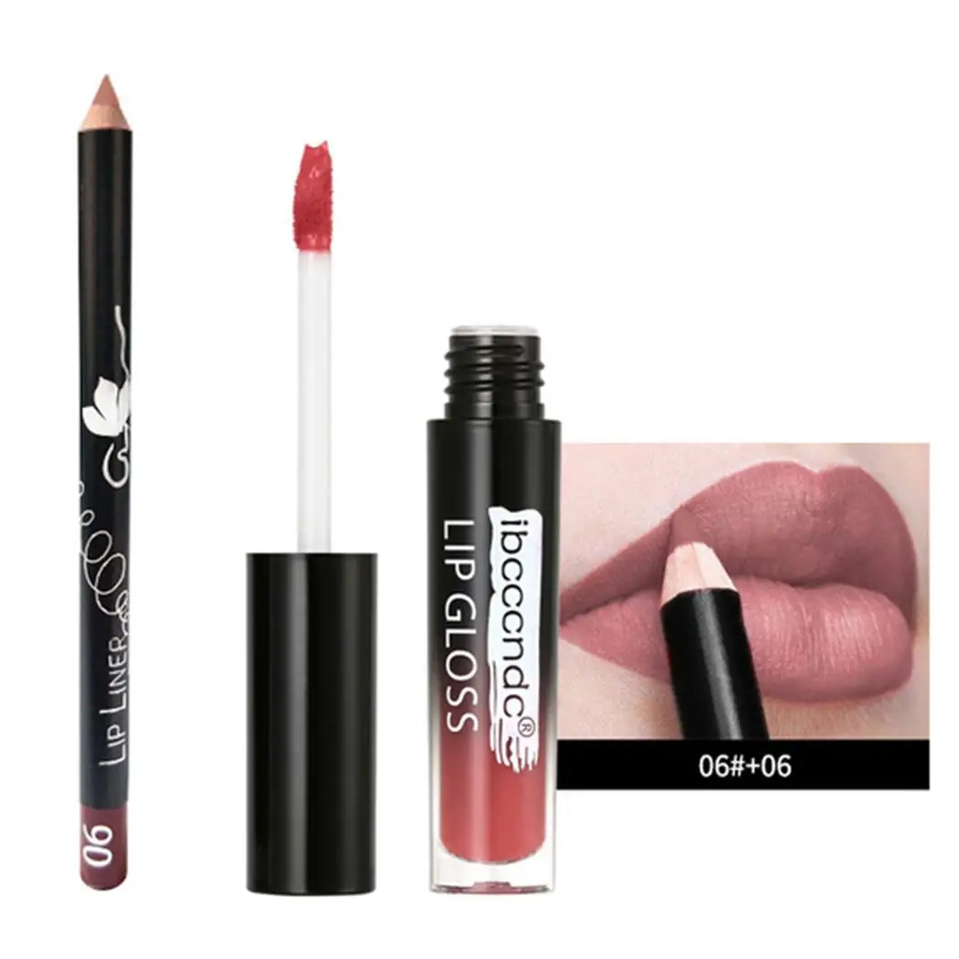 6 видов цветов стойкий Водонепроницаемый Жидкий блеск для губ черный китайский