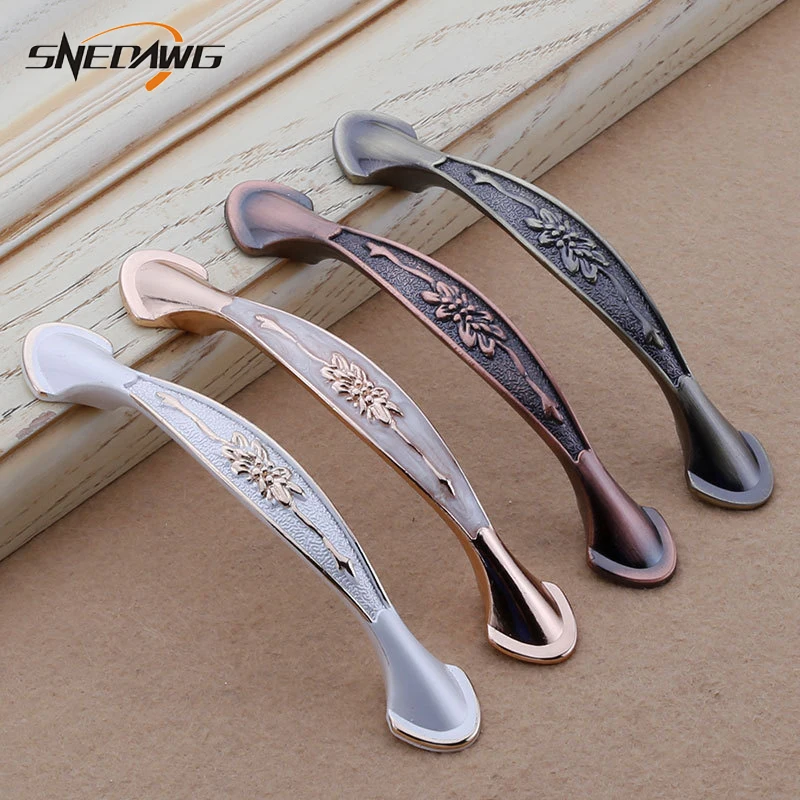 Furniture Handle Vintage 96mm/128mm Hole Pitch Handle for Furniture Kitchen Cabinet Zinc Alloy Furniture Handles Door Pulls