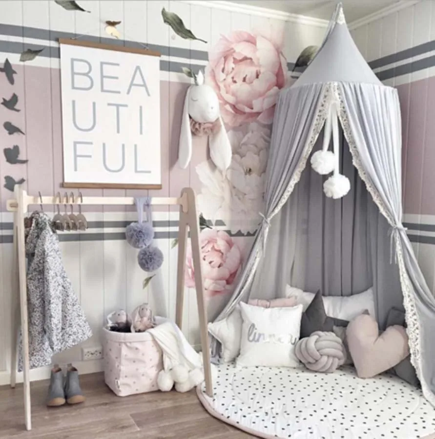 

Hot Kids Baby Bedcover Bed Canopy Mosquito Net Tent Cotton Curtain Bedding Dome Baby Girl Boy Mosquito Net