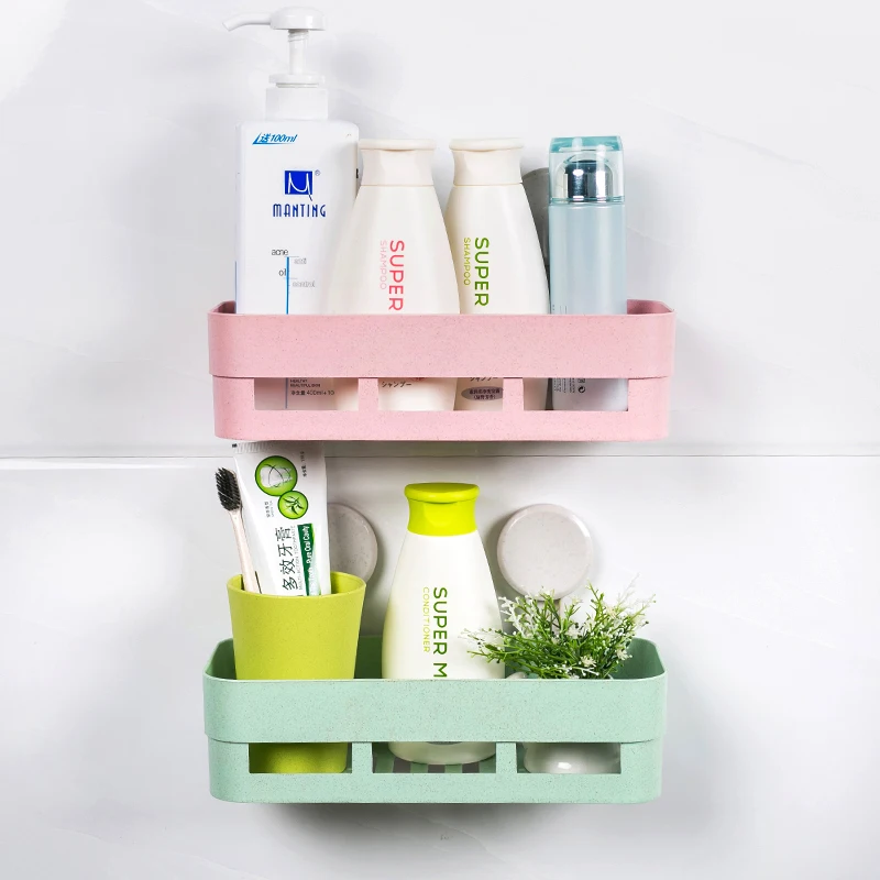 Suction Cup Bathroom Shelf Shampoo Holder Cosmetics Organizer Two Suckers Practical Storage Rack Kitchen Tools | Дом и сад