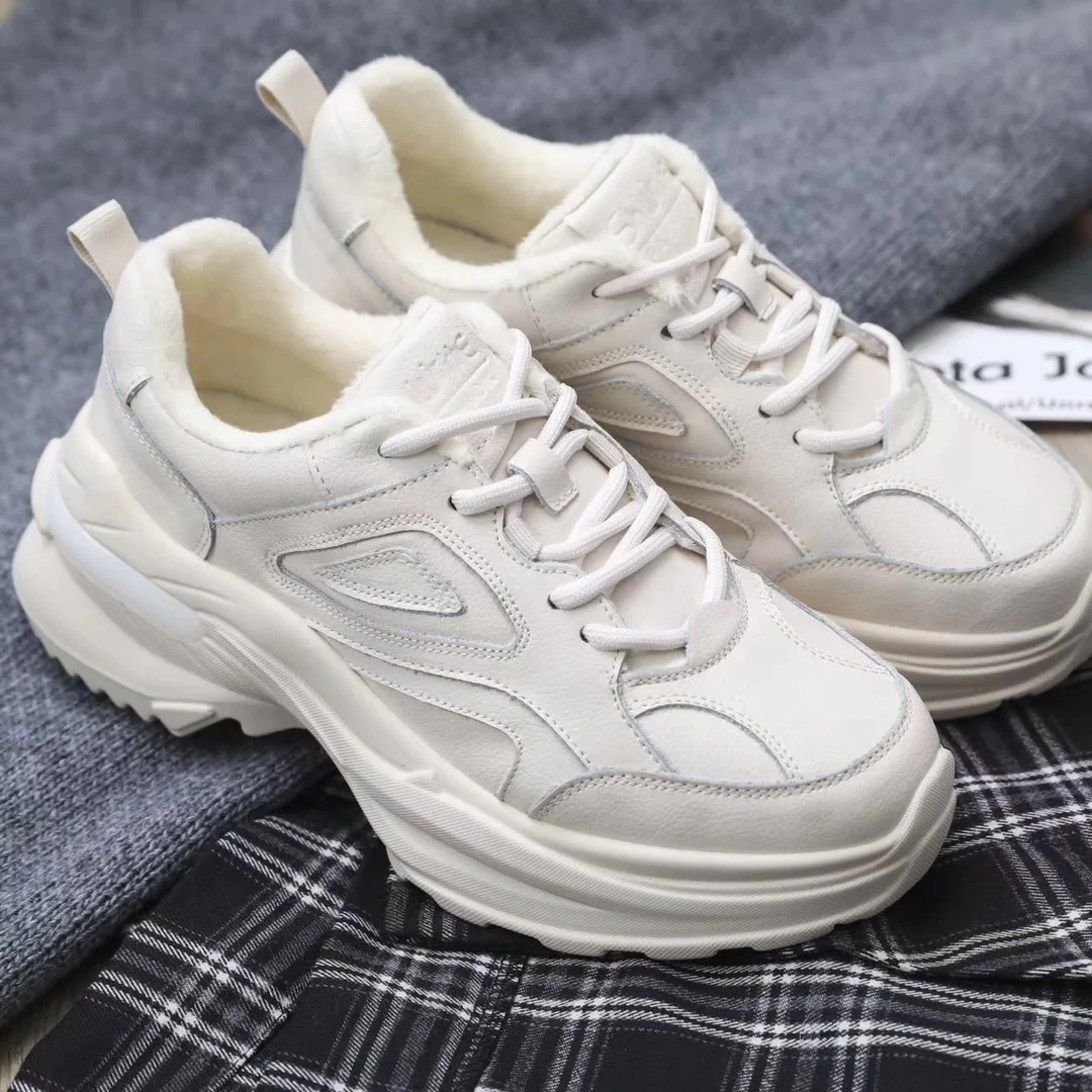 Shoe Woman Cowhide Casual Shoes Small White Shoes Genuine Leather Increase Women's Shoes Casual Shoes Leisure Comfortable