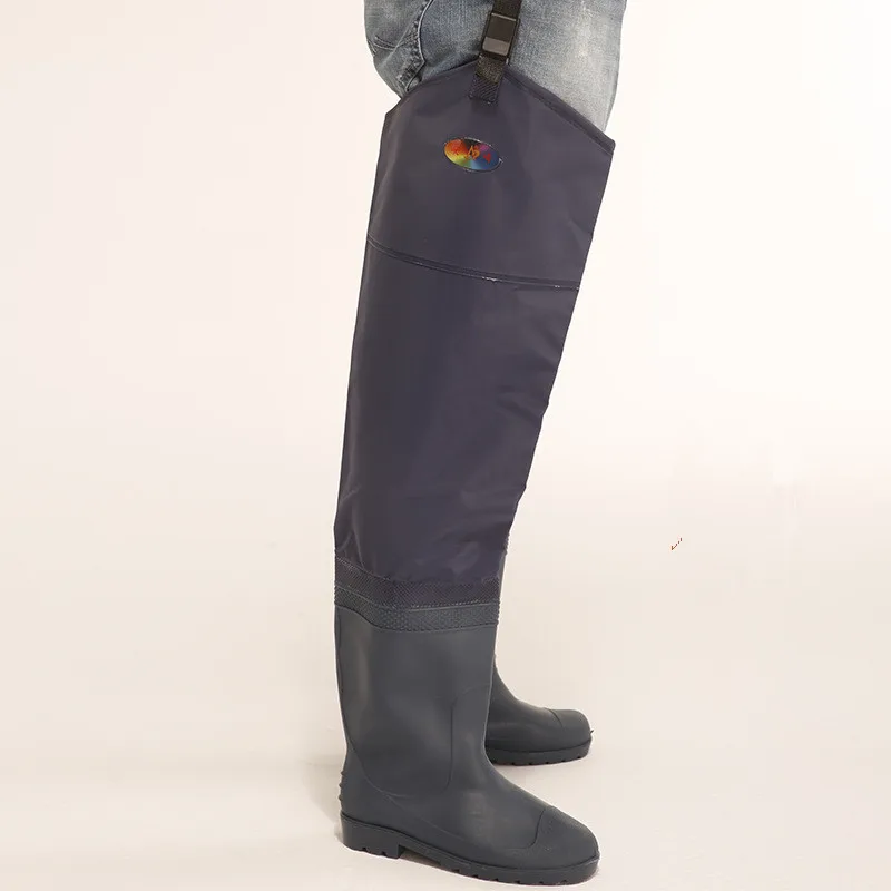 Thick Half Length Fishing Wading Trousers Men Women Outdoor Hunting Catch Fish Waterproof PVC Pants Non-slip Oxford Sole Boots