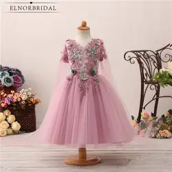 Пыльно-Розовые Платья с цветочным узором для девочек 2019 Vestido De Daminha длиной до пола, платье для свадебной вечеринки, платья для причастия для