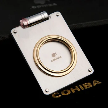 

COHIBA One Blade Stainless Steel Gold P Cigarette Cigar Cutter Pocket Gadget Zigarre Smoking Accessories Guillotine +Pouch 736B