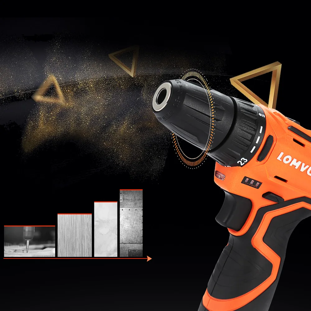 

Lomvum 12V Electric Screwdriver Multifunction Power Tools Electric Drill WaterProof Rechargeable Mini Cordless Drill