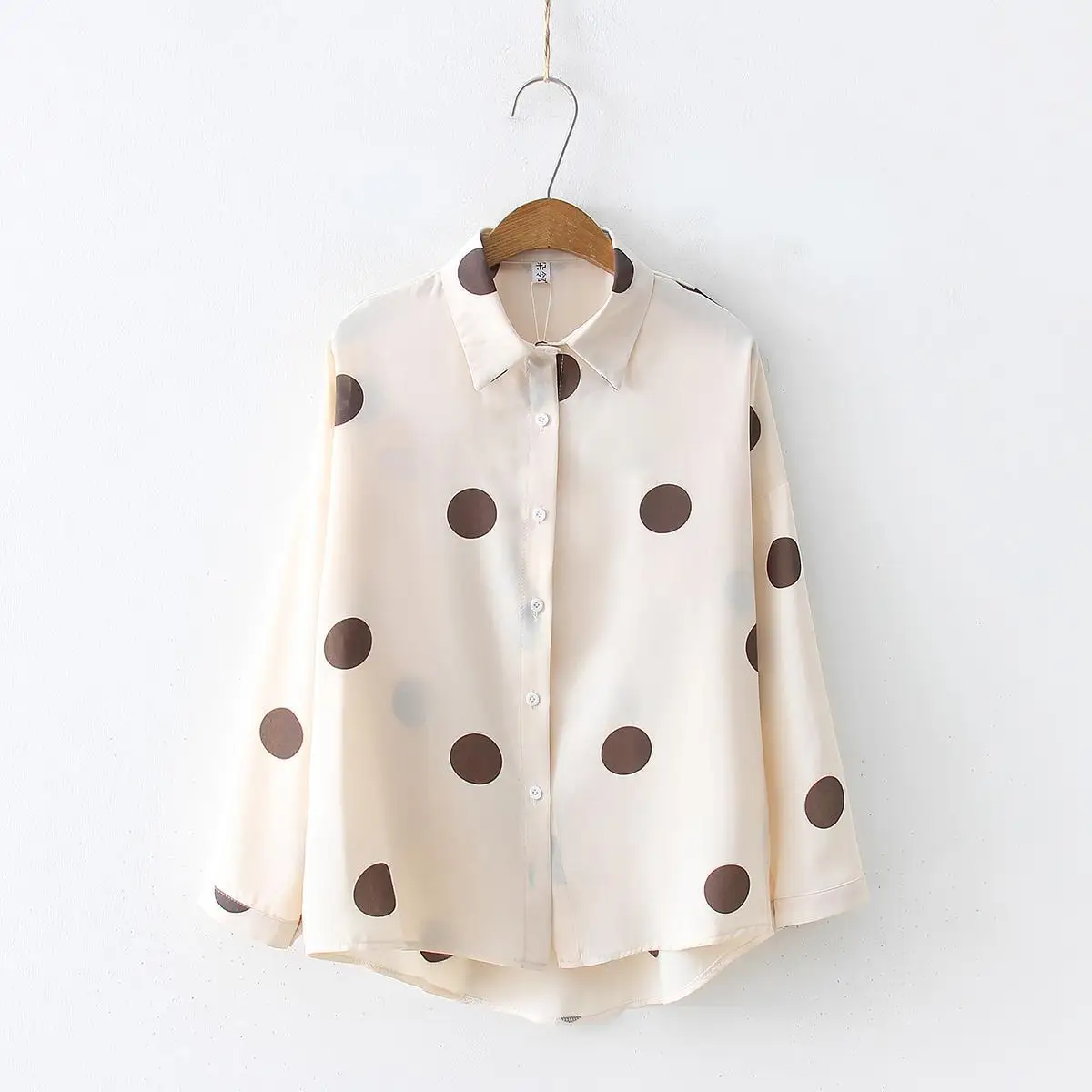 

2019 Spring New Women Long Sleeve Polka Dot Printed Chiffon Blouse Shirts Casual Office Shirt Tops