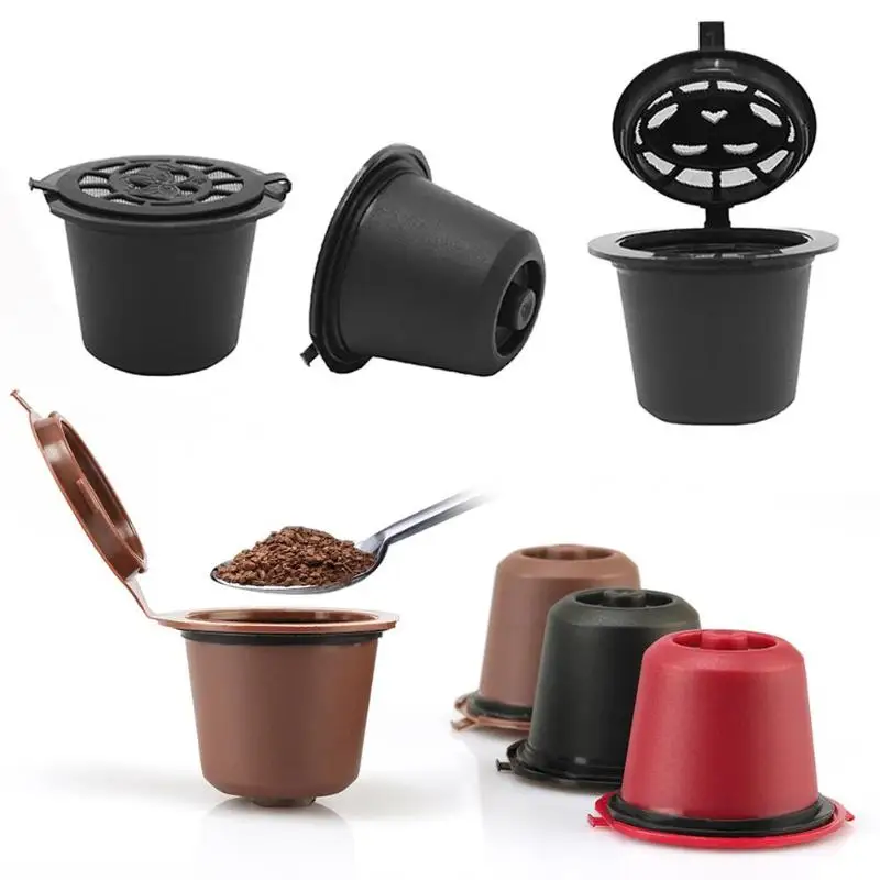 1PC Reusable Refillable Coffee Capsule With Spoon Plastic Coffee Filter