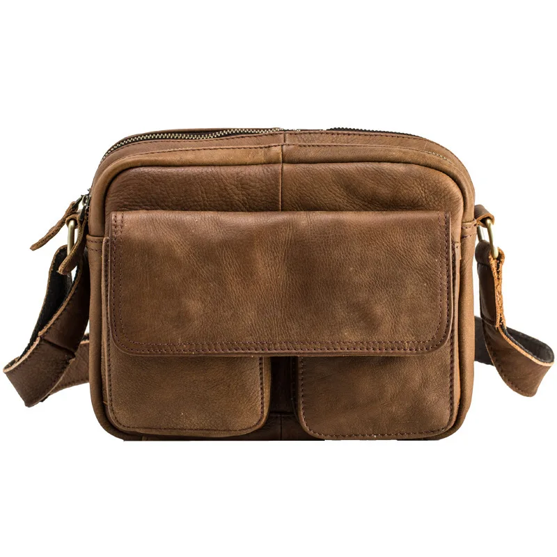 Модная мужская сумка через плечо, винтажная маленькая сумка через плечо из воловьей кожи, повседневная мужская сумка-мессенджер из натуральной кожи