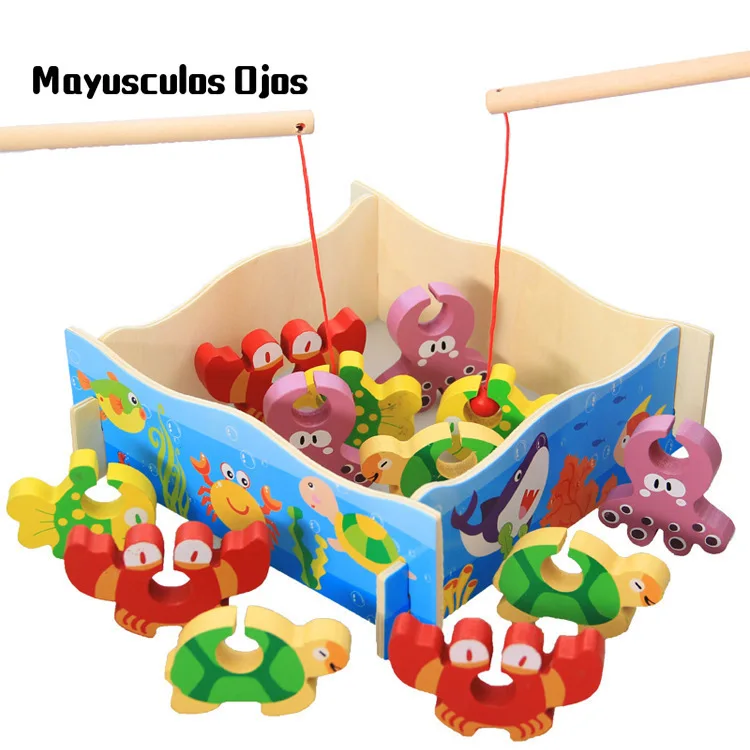 

1Set Early Childhood Education 3D Stereo Fishing Game Toys Baby Intellectual Wooden Toy 1-3 Years Old
