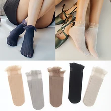 Горячая Распродажа, однотонные длинные носки, новые хлопковые тонкие весенние кружевные носки, 1 пара, мягкие женские носки, модные