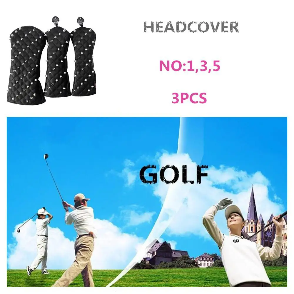 

Mounchain 3pcs/set PU Golf Headcover Golf Club cover Driver Wood Head Cover #1 #3 #5 Golf bag Accessories