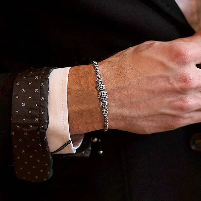 

2019 Fashion Charm Bracelet Men Classic Disco Ball Adjustable Woven Beads Bracelet For Men Jewelry Pulseira Hombres