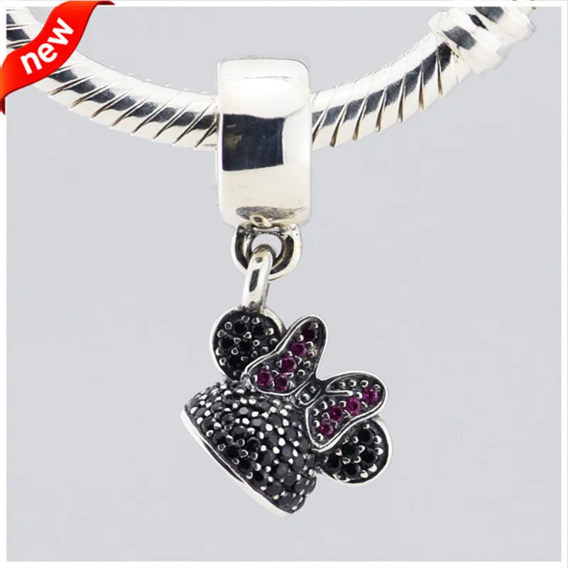 

Fits Charms Bracelets Bangles 925 Sterling Silver Minnie Sparkling Ear Hat Charm Original Beads for Jewelry Making FL136A