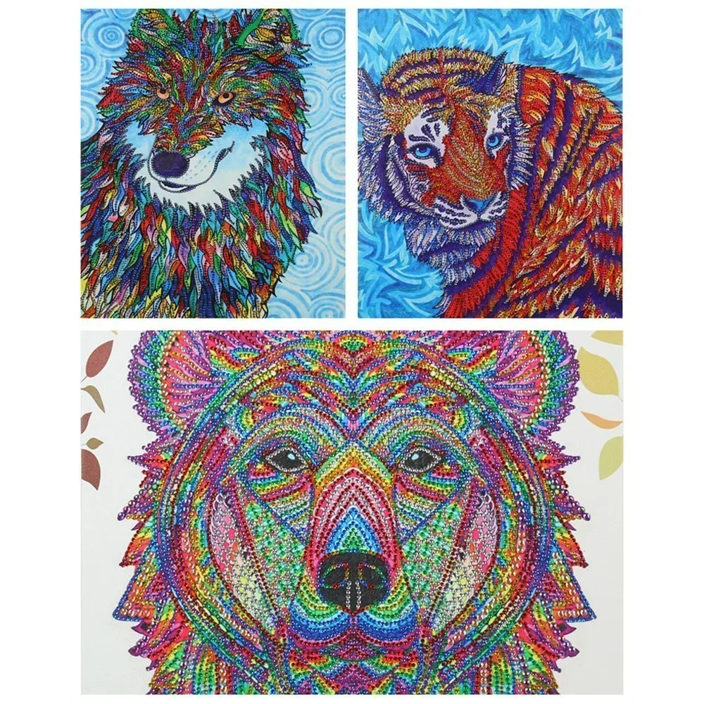 

Huacan Special Shaped Diamond Painting Animal Picture Of Rhinestones Diamond Embroidery Wolf Diamond Mosaic Sale Tiger 20x30cm