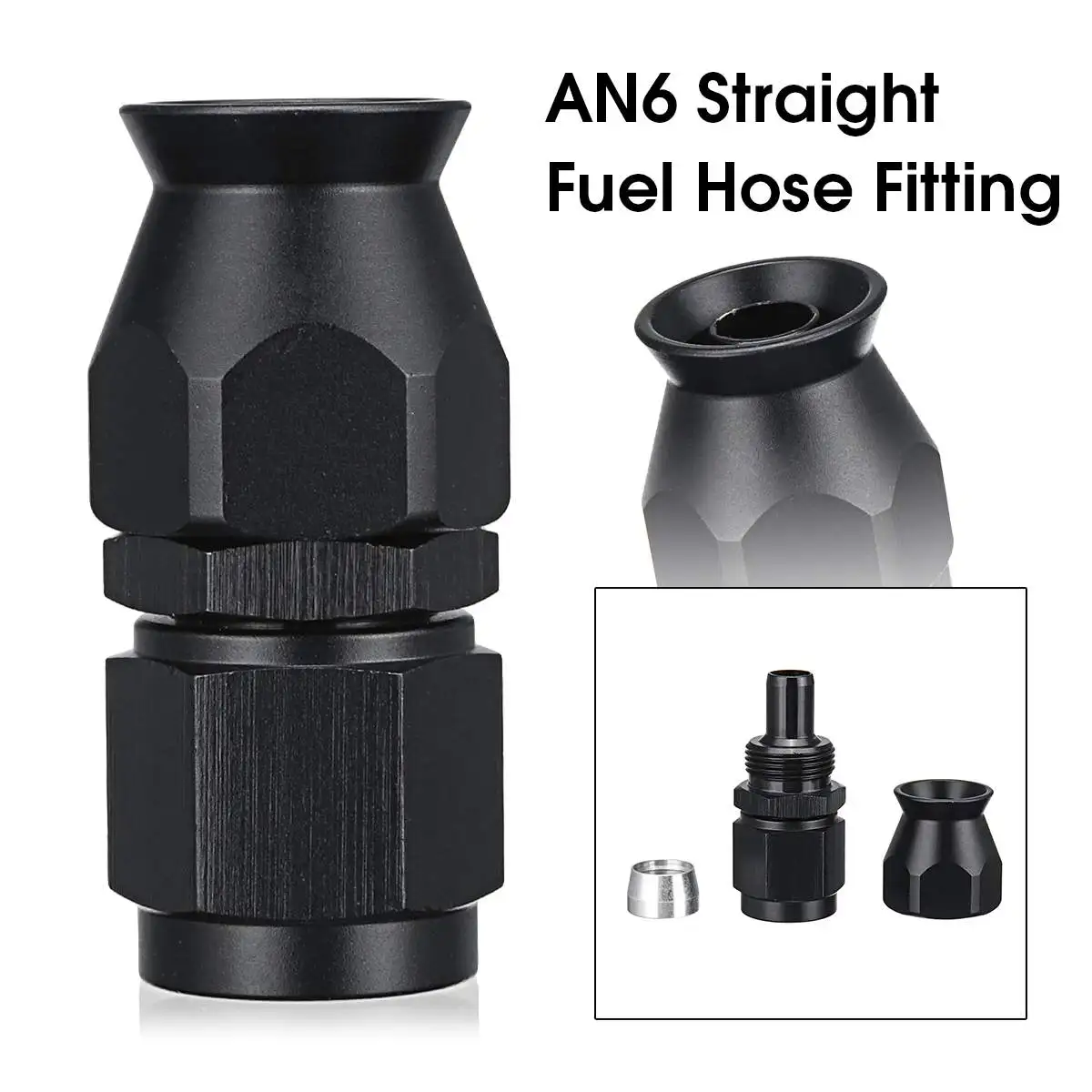 

AN6 AN Aluminum for Swivels PTFE Hose End Fitting Adaptor Straight Oil Fuel Line Reusable Hose Ends