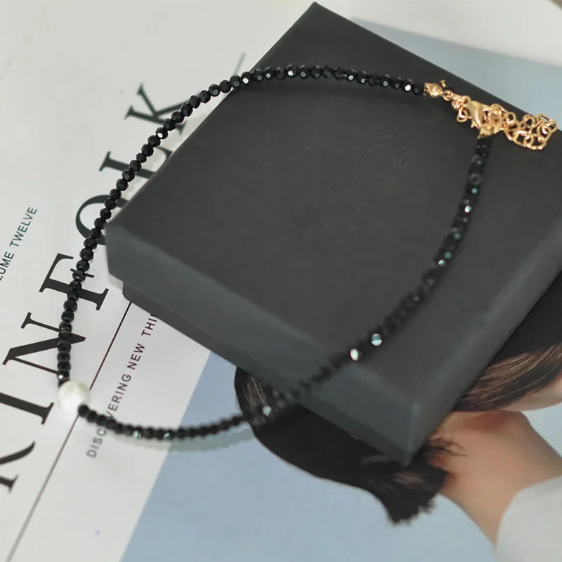 JCYMONG популярный дизайн черные бусины из камня короткое ожерелье мода имитация жемчуга изысканное колье ожерелье для женщин ювелирные изделия