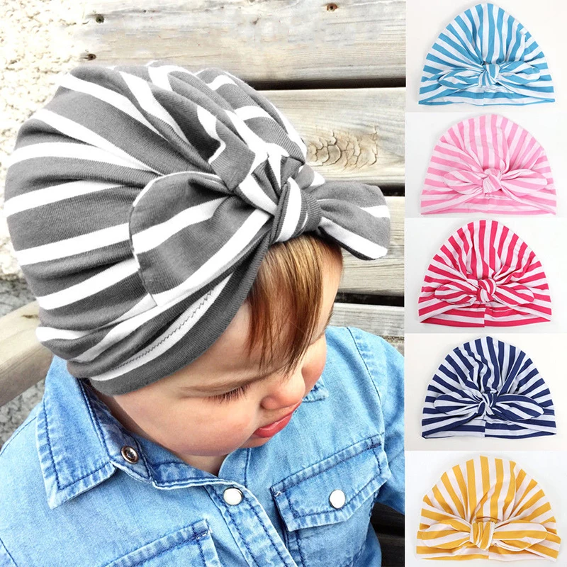 

2019 Newborn Toddler Kids Cap Baby Boys Girls Turban Cotton Beanie Hats Winter Striped Cute Casual Hat Caps Fashion New Sale Hot
