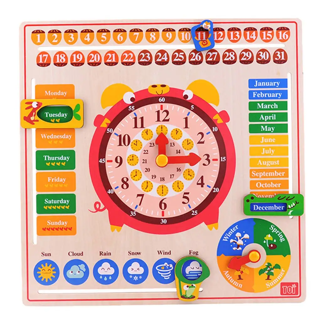 

Wooden Clock Calendar Jigsaw Puzzle Matching Game Early Leaning Educational Toys Birthday Gift for Children Kids Baby