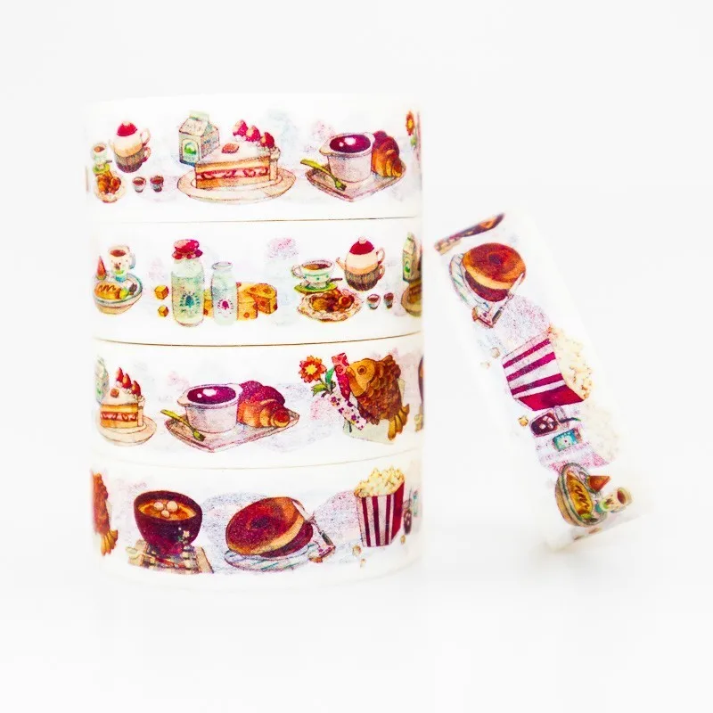 

Delicious Dinner Pattern Washi masking tape sticky color decorative tape set DIY decoration office stationery scrapbook 1PCS