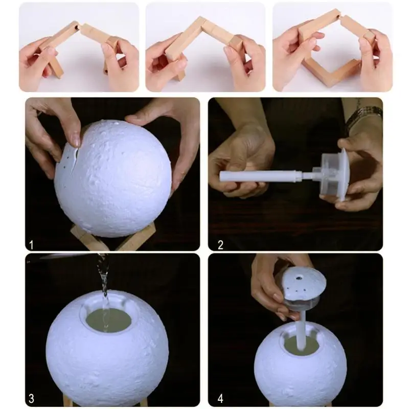  880ML Air Humidifier 3D Moon Lamp light Diffuser Aroma Essential Oil USB Ultrasonic Humidificador N - 32974746635