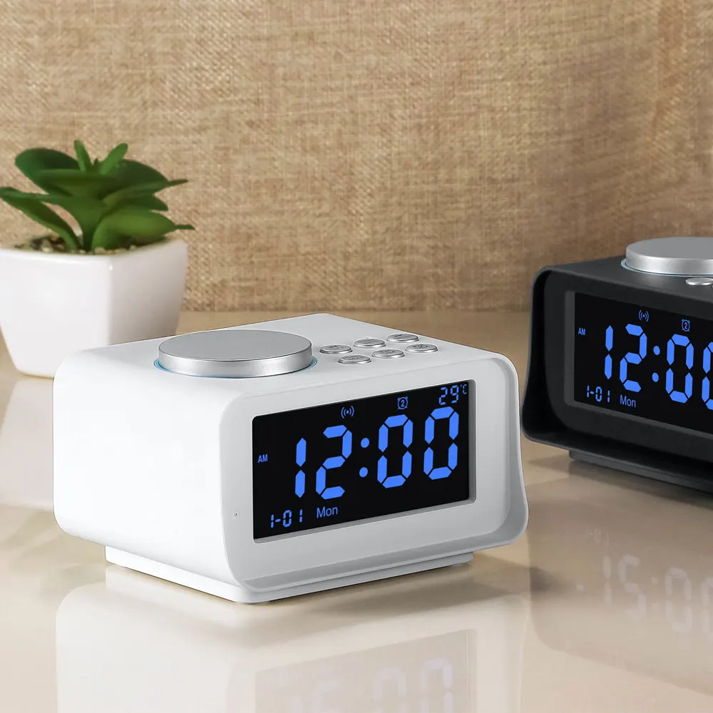 Цифровой будильник с европейской вилкой bluetooth динамик usb зарядным устройством fm