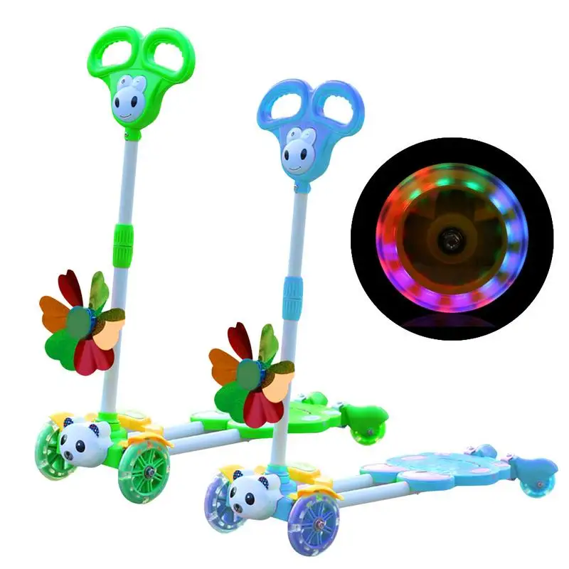 

Creative Frog Type Children Scooter Four Flashing Wheels Folding Scooter for 2-16 Years Old Children Kids