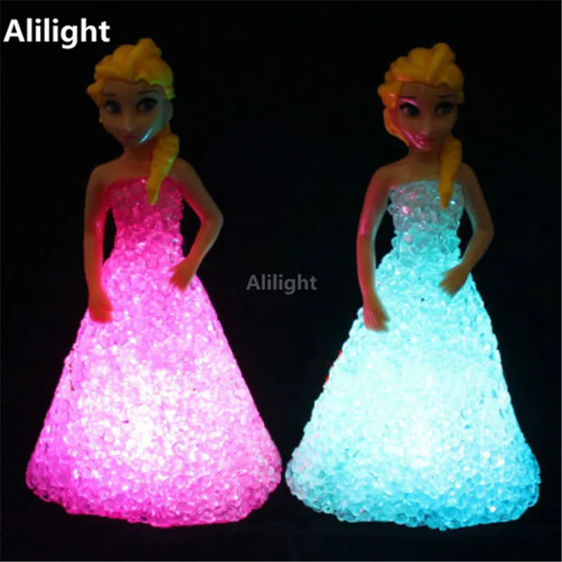 

Kids Toys Elsa Anna LED Night Light Colorful Lights Gradient Crystal Night Lamp Battery Power Toy Christmas Holiday Gift Lights