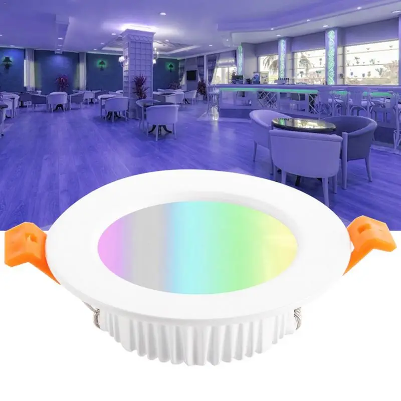 Умный WiFi пуховый светильник с регулируемой яркостью потолочное утопленное пятно светильник патч светодиодный светильник для гостиной лампа открытие 90 мм 7 Вт RGB меняющая цвет лампа